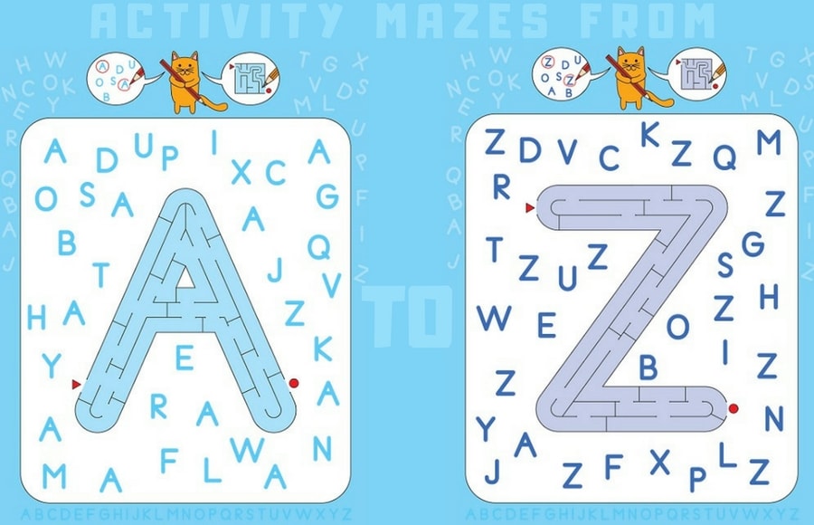 Downloadable Letter Maze Activities for Kids